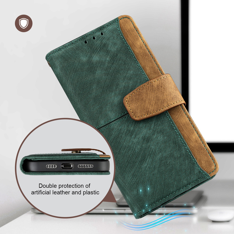 Suitable for Samsung Galaxy S26 Mobile Phone Case, Samsung S24U Color-Blocking Flip Cover, S23 Mobile Phone Leather Case, S25