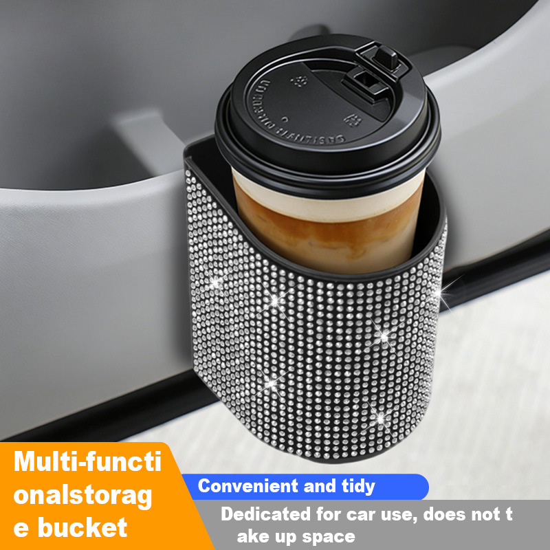 New Style Rhinestone Car Trash Can, Fashionable with Rhinestones, Universal Car Door Trash Can, Car Door Cup Holder Storage Box New Style Rhinestone Car Trash Can, Fashionable with Rhinestones, Universal Car Door Trash Can, Car Door Cup Holder Storage Box