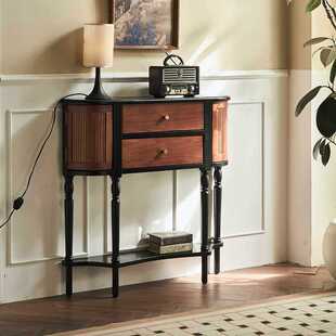 ✅ French Retro Solid Wood Entrance Cabinet Small Apartment Home Corridor Aisle Storage Cabinet Antique Style Storage