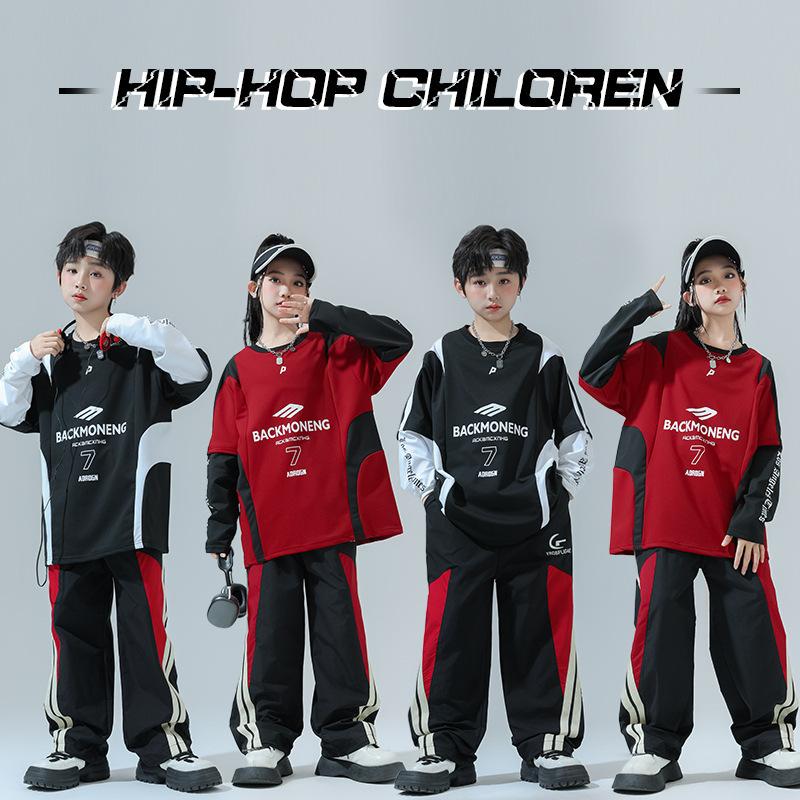 어린이 스트리트 댄스 BBOY의 서양식 공연 의류 어린이 의류 봄과 가을 소녀 재즈 댄스 의류 유럽과 미국의 기관차 패션