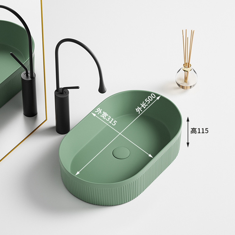 Tabla de arte lavabo cerámica doméstica lavabo facial baño balcón cuadrado redondo oval negro verde oscuro
