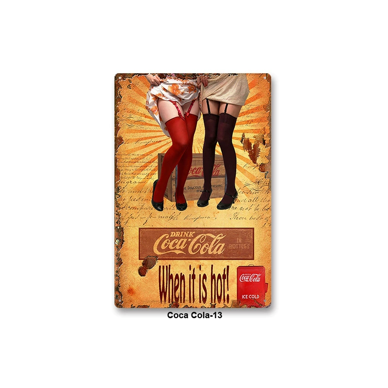 Металлическая настенная табличка Coca Cola, жесть 20×30 см, винтажный ретро стиль