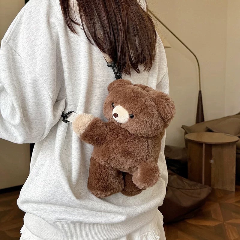 612g Weight Nylon Lining Material Zipper Closure Type Double Shoulder Straps Strap Type Casual, Shopping Occasion Plush Material Women's Backpack Backpack little bear, Dog, Sheep Pattern All Seasons Season Women's Gender Cute Style Cylindrical Shape Little Bear Dog Sheep Casual Shopping Women's Backpack 7