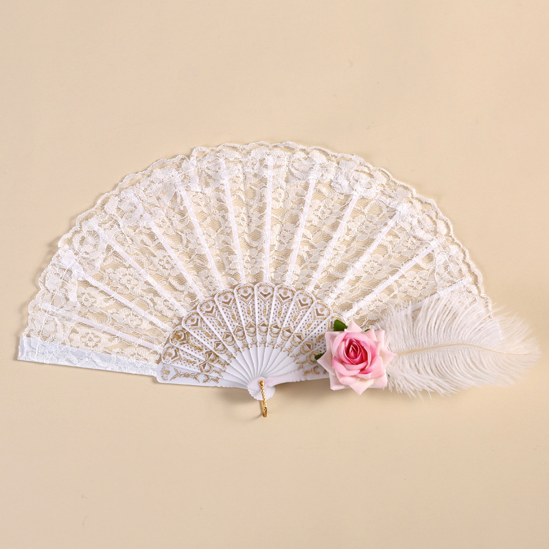 Ventilador de encaje de estilo de palacio retro magnífico abanico plegable de rosa europea retro fiesta de té oscuro espectáculo de manga accesorios para fotos