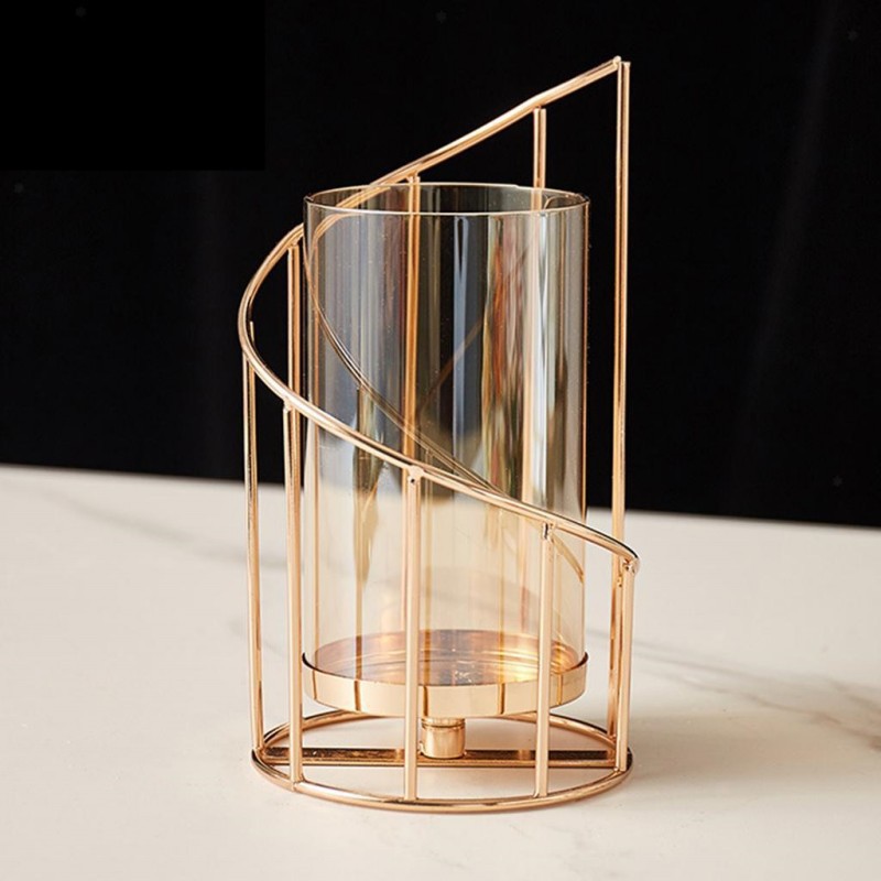 Candelero dorado de galvanoplastia de viento nórdico, diseño de ambiente de fiesta navideña, candelabro, comercio exterior, lugar de fábrica preferido transfronterizo