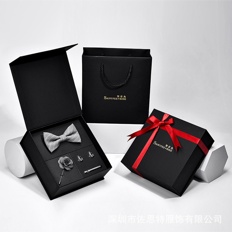 Collar box packaging box bow tie box square towel box set box cuff box leather box gift matching set gift