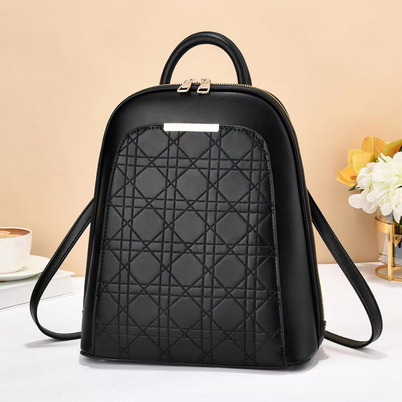 Bolso de Mujer Estilo Coreano de Taizhou, Bolso de Color Sólido con Relieve, Bolso de Hombro, Mochila de Doble Hombro, Bolso Escolar de Moda a Cuadros, Fabricante