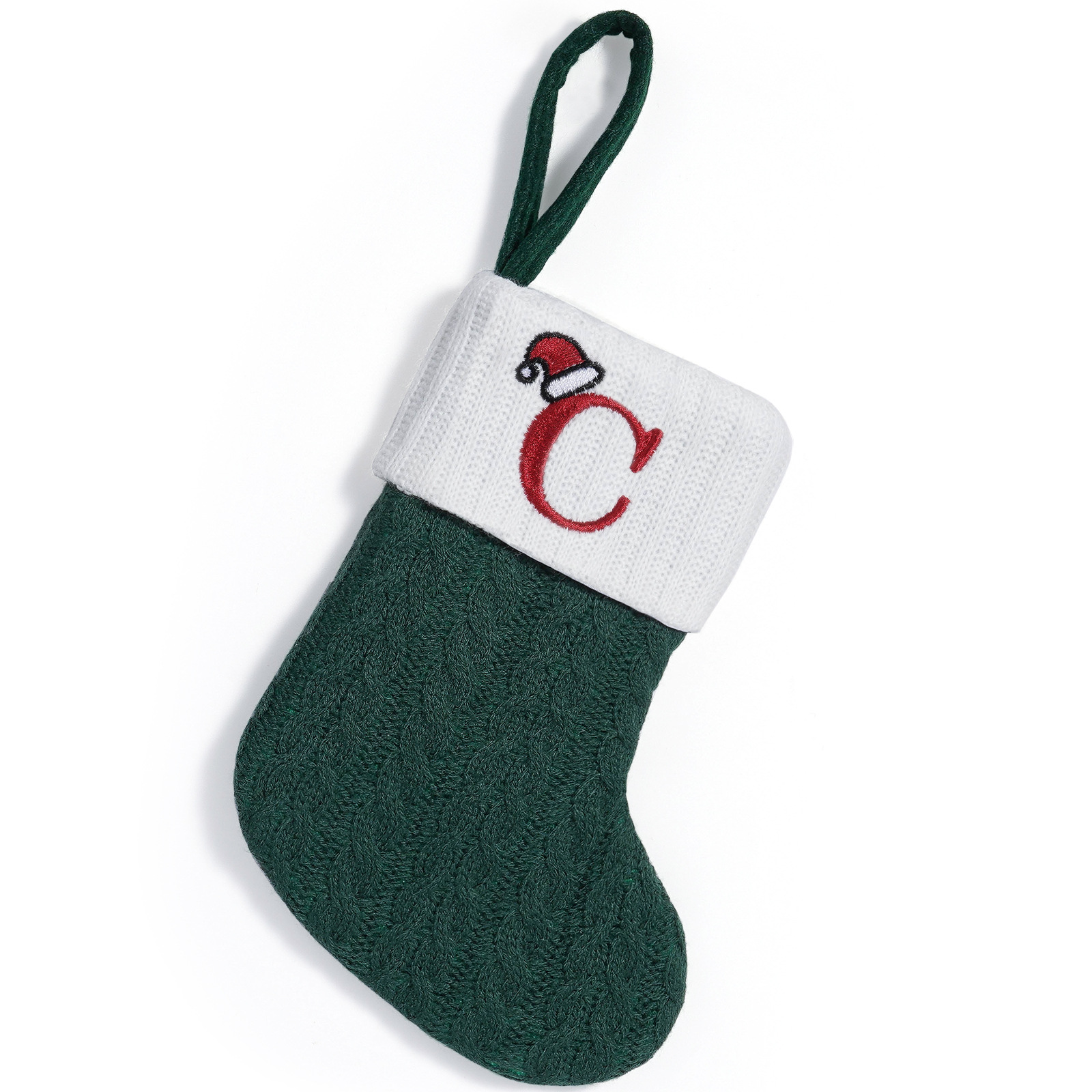 Navidad transfronteriza decoración de punto calcetines de Navidad verdes calcetines de Navidad letras creativas bordadas colgantes bolsas de regalo