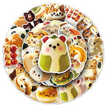 50张动物造型食物贴纸Q版可爱面包萌宠DIY涂鸦收纳盒手帐文具贴纸