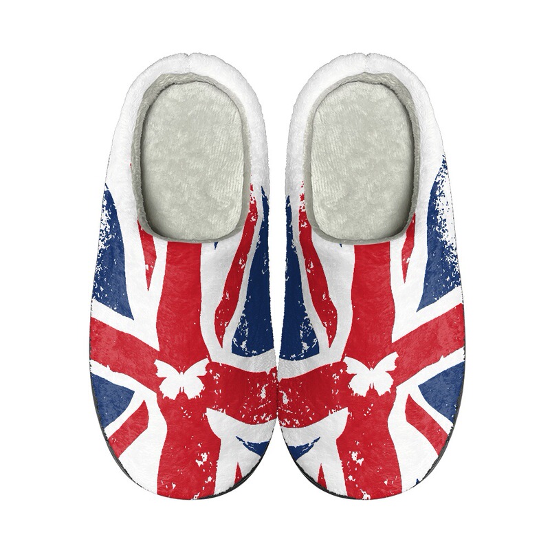 Cotton Slippers Creative Printing UK Flag Pumpkin Cow Dog Autumn and Winter Couple Indoor Fashion Cotton Slippers Outer Wear