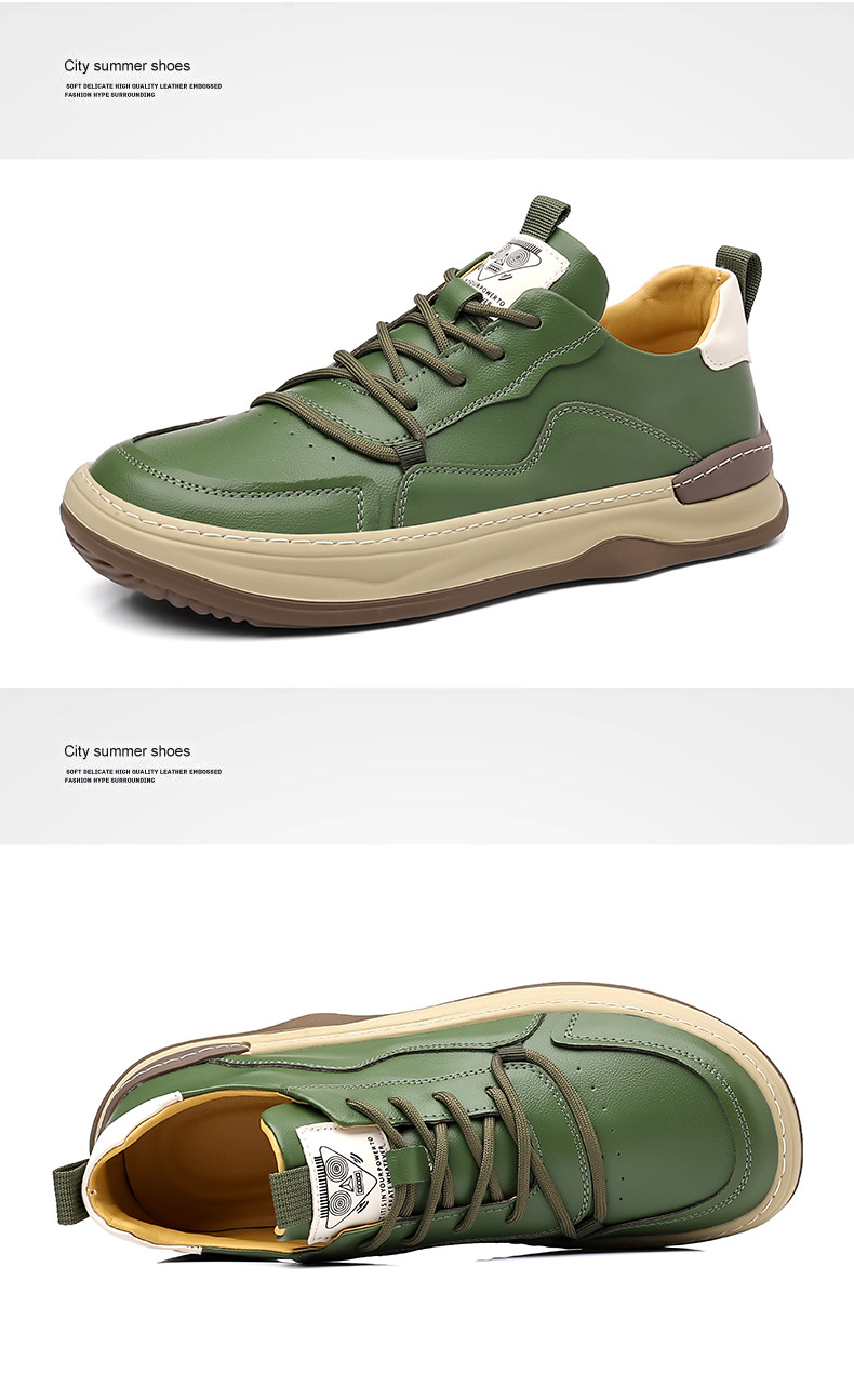 Miesten uudet syksyn pohjalliset trendikkäät kengät, hengittävät, muodikkaat, monipuoliset, ruskeat pehmeät nahkaiset vapaa-ajan kengät_voghion.com
