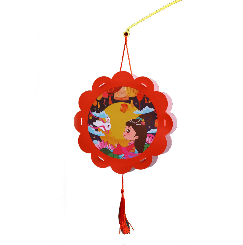 El Festival del Medio Otoño Linterna de dibujos animados DIY linterna portátil juguete luminoso para niños jardín de infantes vacaciones linterna creativa linterna