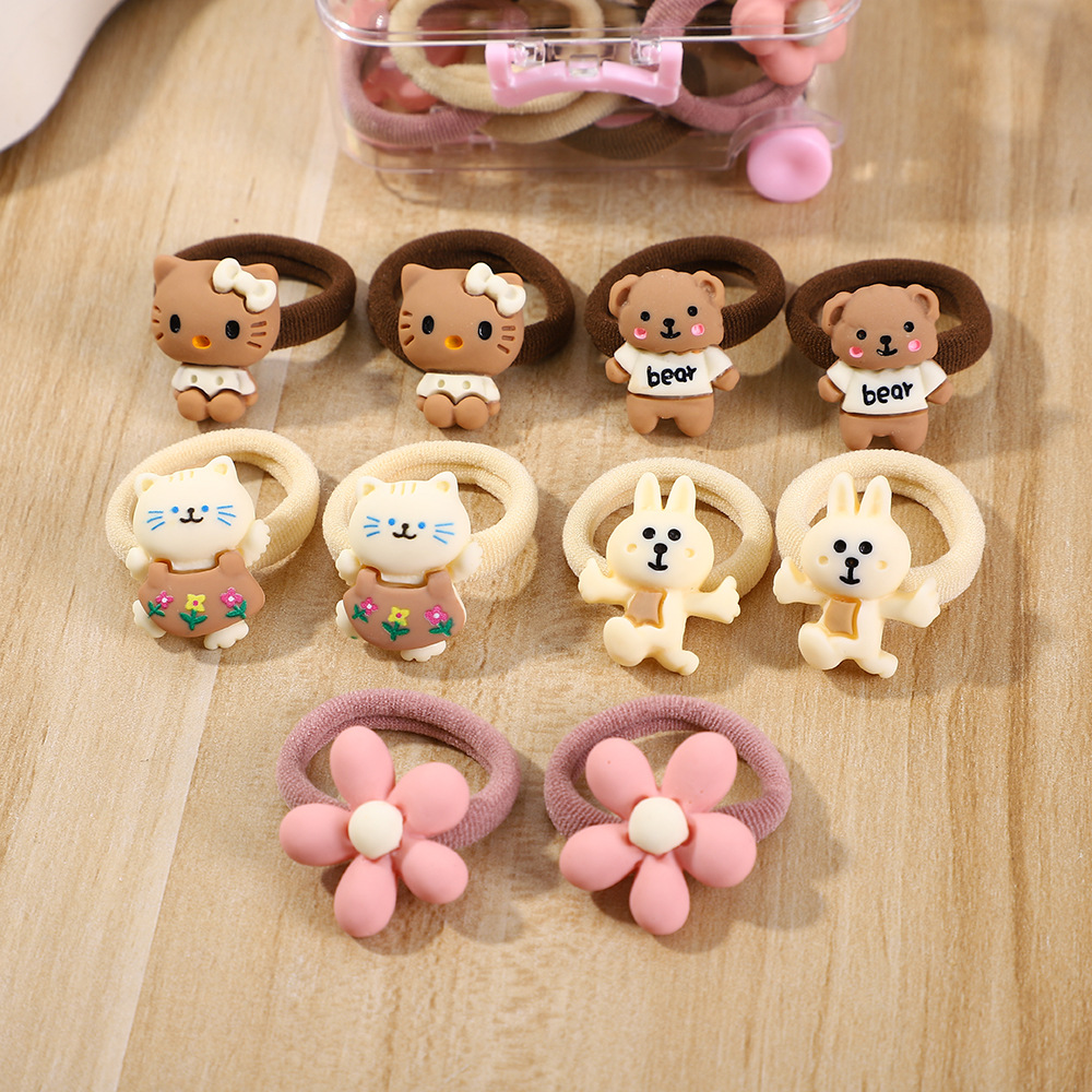 Una pequeña caja de tracción de café de leche para niños cuerdas de cabello correa no daña el cabello de las niñas lindas toallas anillo de venta transfronteriza caliente