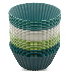 亞馬遜圓形硅膠蛋糕杯 DIY蛋糕馬芬杯烘焙模具 莫蘭迪色系蛋糕杯