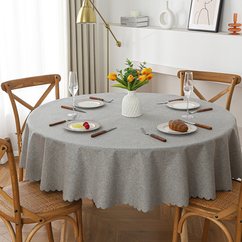 Mantel de lino de algodón-Gris claro