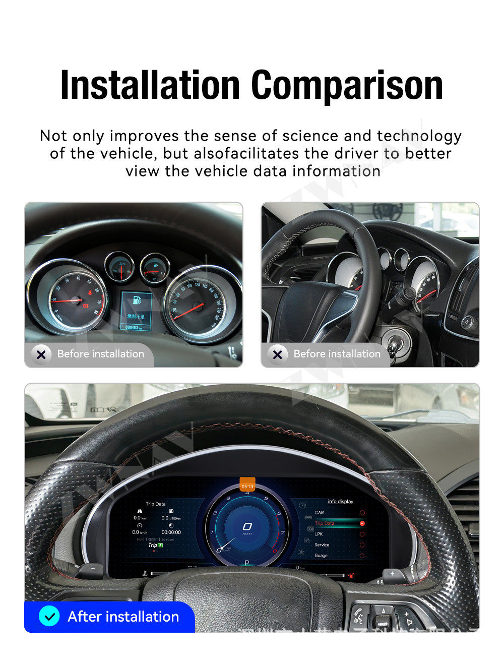 Suitable for 2009-2016 Buick Regal upgraded full LCD instrument cluster multi-function car odometer