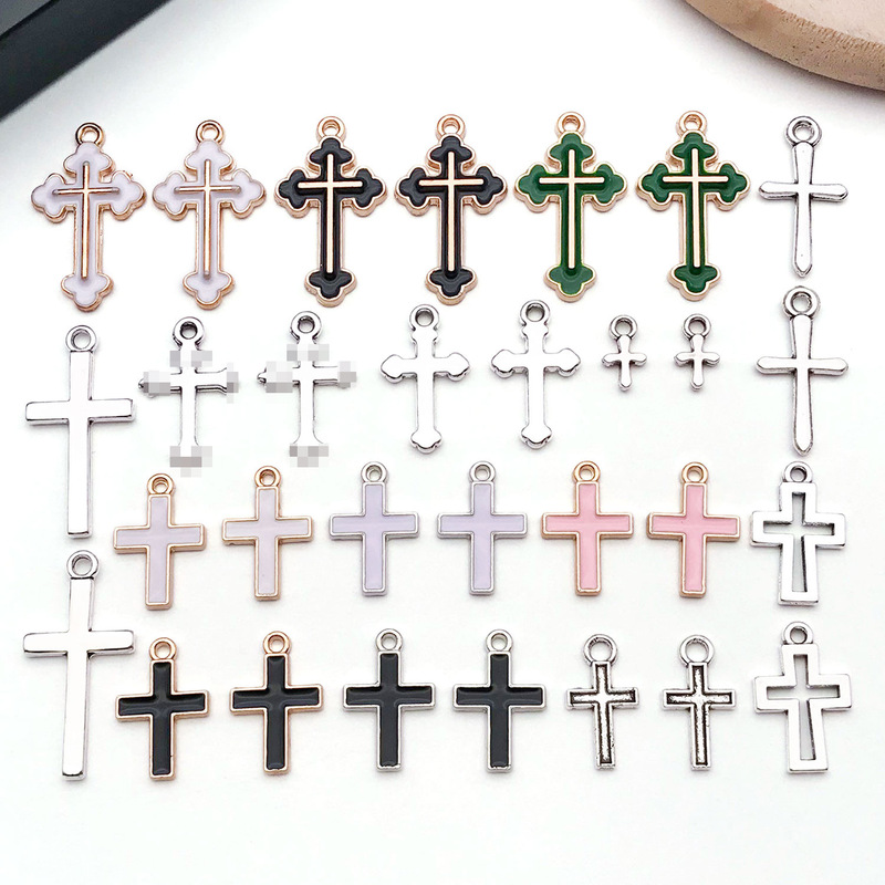 Cross-Border Alloy Enamel Cross Pendant DIY Fashion Punk Earrings Necklace Bracelet Keychain Jewelry Accessories Cross-Border Alloy Enamel Cross Pendant DIY Fashion Punk Earrings Necklace Bracelet Keychain Jewelry Accessories