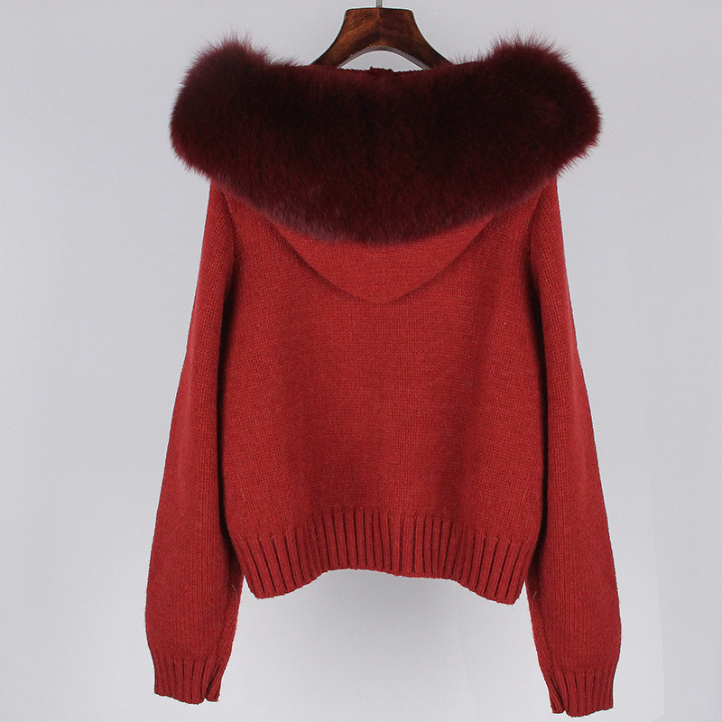 Women's Clothing Spring Jacket Women Zipper Real Fox Fur Collar Hooded Cardigan Tops Jacket Women High end Spring and Autumn_ipsvogv.com