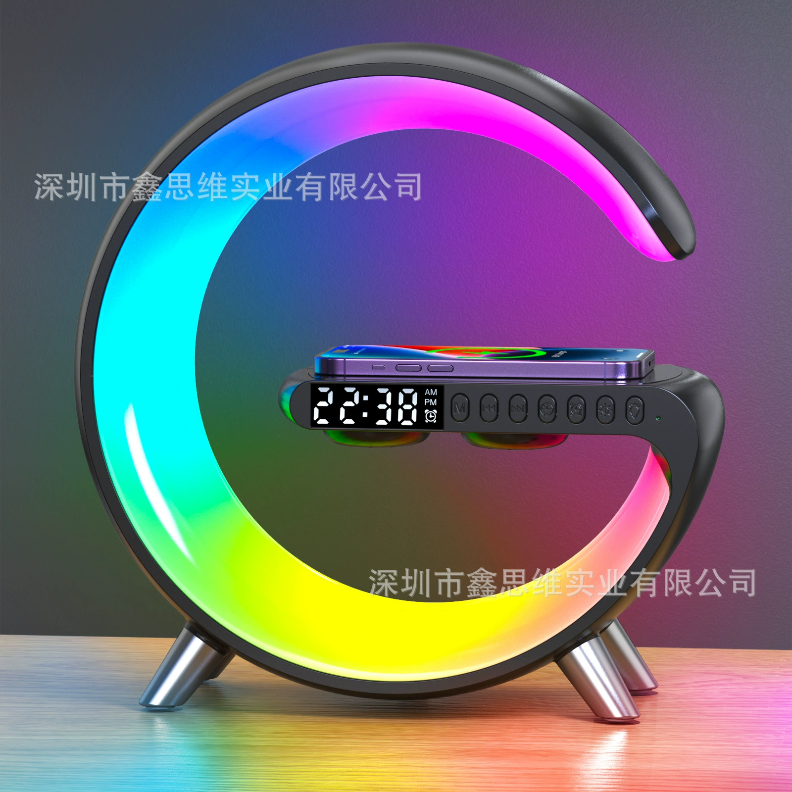 Беспроводное зарядное устройство, динамики, ночник, часы, Bluetooth