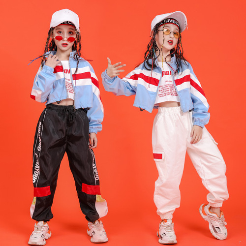 Girls kids jazz street Hiphop dance tide suit children rapper singers gogo dancers dance shows outfits for children girls hip-hop costumes