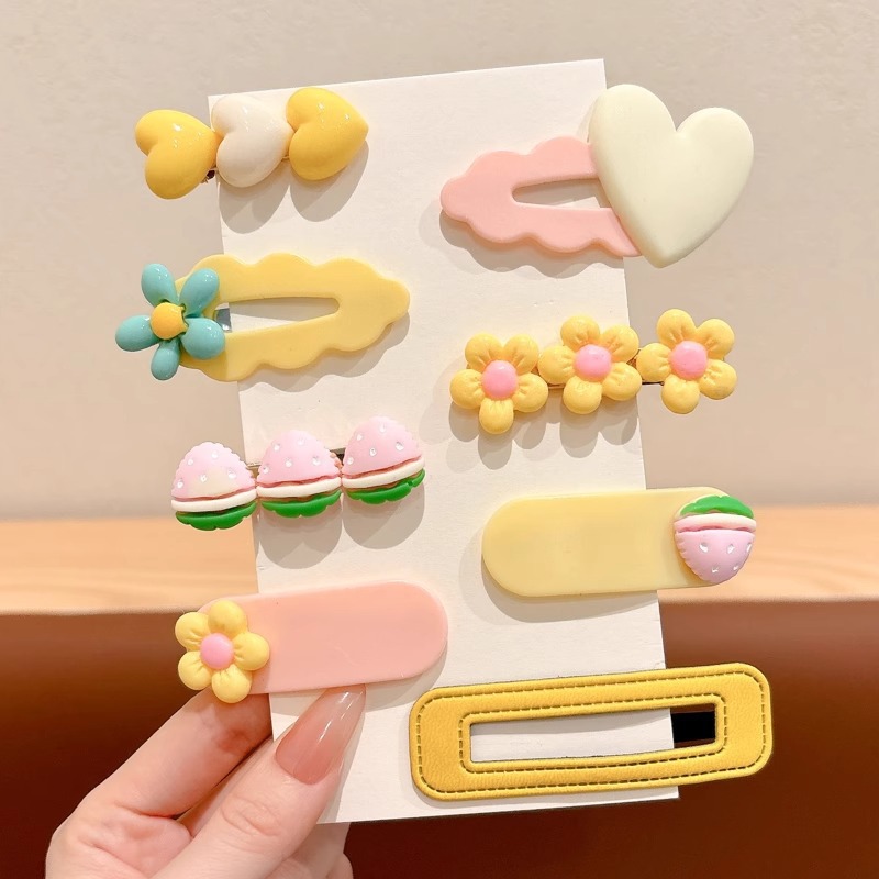 1 clip para el cabello infantil amarillo y Rosa (juego de 8 piezas)