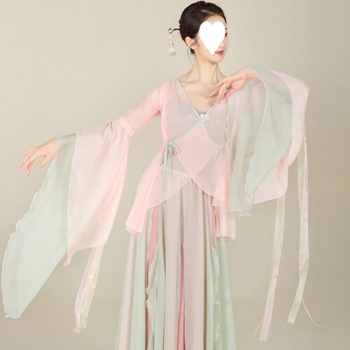Classical performance costumes, practice clothes, dance clothes, women's elegant fairy clothes, Hanfu tops, performance clothes sets