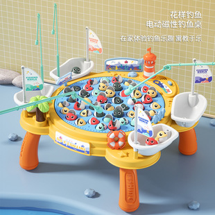 Electric multi-functional desktop rotating fishing plate children's early education music puzzle water play parent-child toys for boys and girls