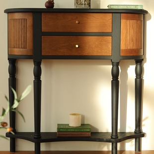 American Solid Wood Entrance Cabinet French Retro Wall Small Side Cabinet Living Room Simple Decorative Cabinet Display Cabinet Entrance Desk