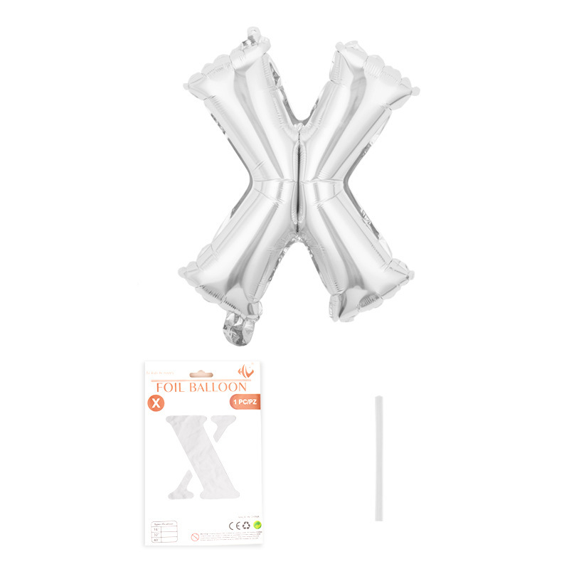 16 pulgadas alfabeto inglés tarjeta de papel independiente embalaje película de aluminio globo decoración de fiesta de cumpleaños diseño papel de aluminio globo al por mayor
