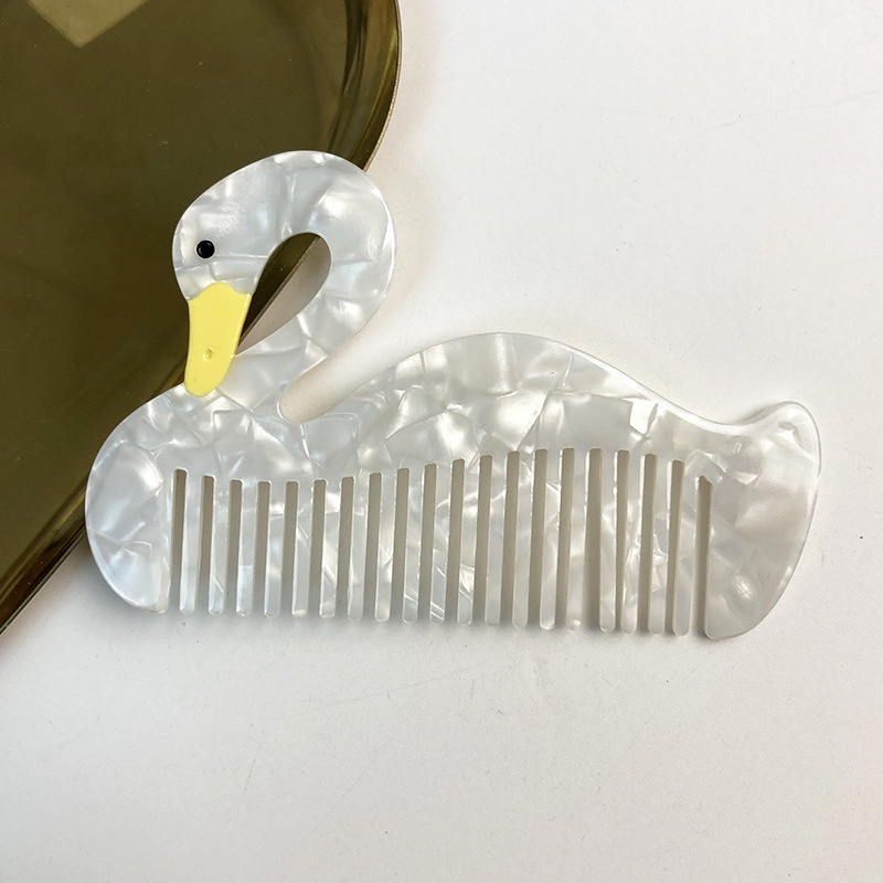 ヨーロッパとアメリカのベストセラー漫画ヘアコームかわいい犬白鳥酢酸コームカラーマッチングテクスチャ広歯メイクアップコーム卸売|undefined
