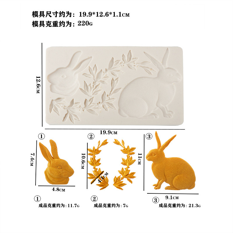 Nuevo bosque de conejo de Pascua encaje molde de silicona flip rabanes hongos chocolate decoración molde de horneado