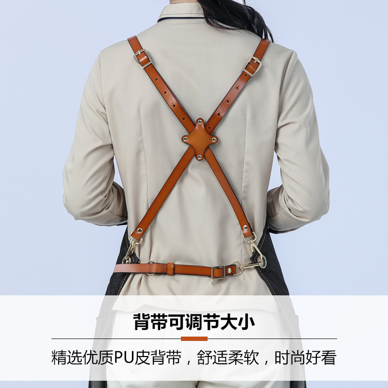 Cross-border denim logotipo personalizado coreano pintura de cocina de estilo occidental manicura jardinería café ropa de trabajo delantal