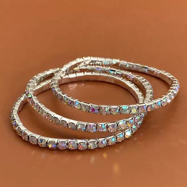Bracelet 1 row silver white AB diamonds