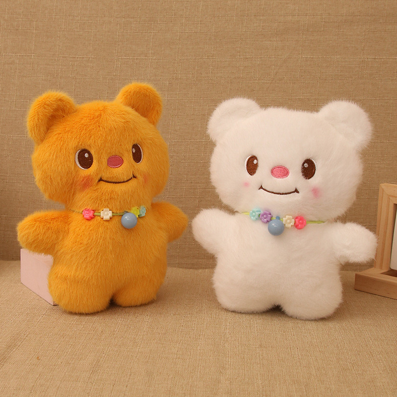 Nuevo collar de crema oso lindo regalo de cumpleaños para niñas y niños muñecos de felpa muñecos al por mayor oso