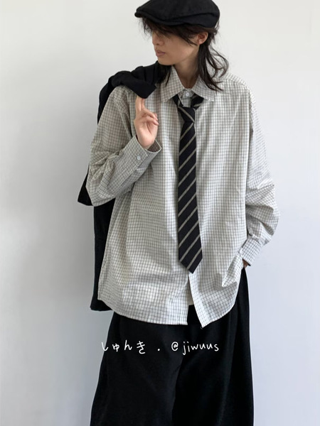 Japanese retro autumn demi-season design shirt