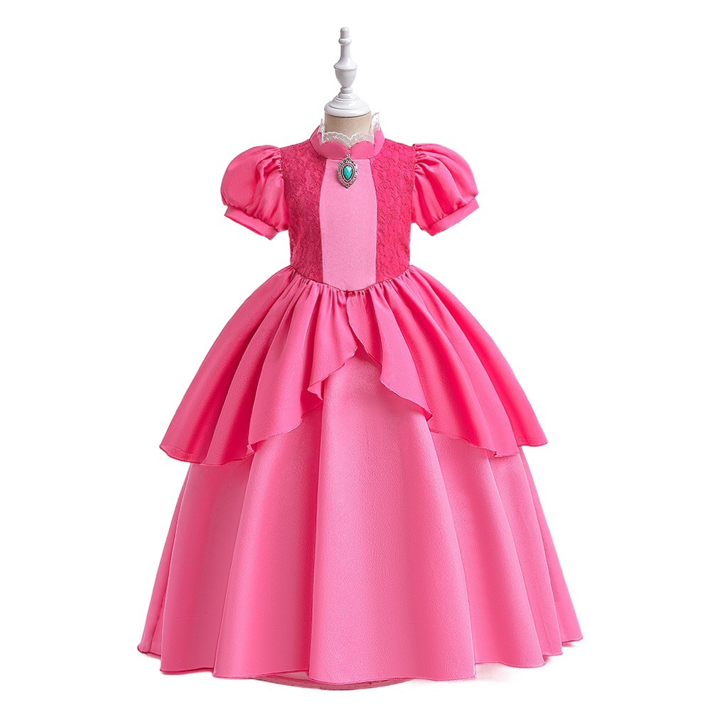 Nuevo Cosplay biji princesa vestido de las niñas vestido apretado cintura mullido vestido de los niños puff manga vestido
