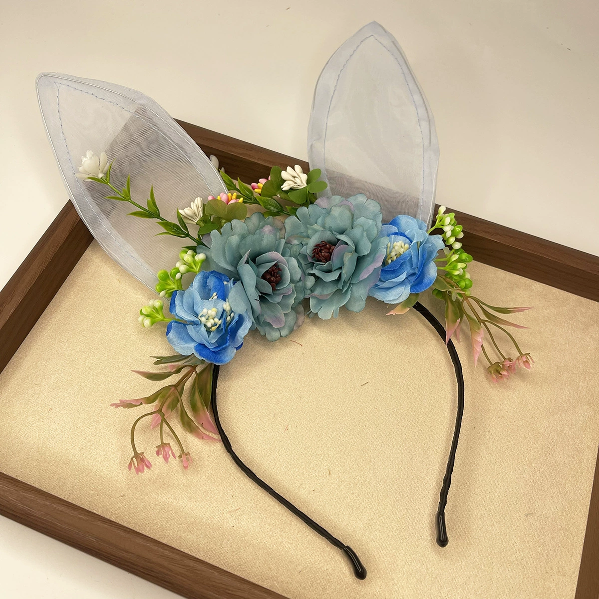 Headband Red Rabbit Lace Ears, Handmade Hair Accessory, High-Quality Graduation Party Style