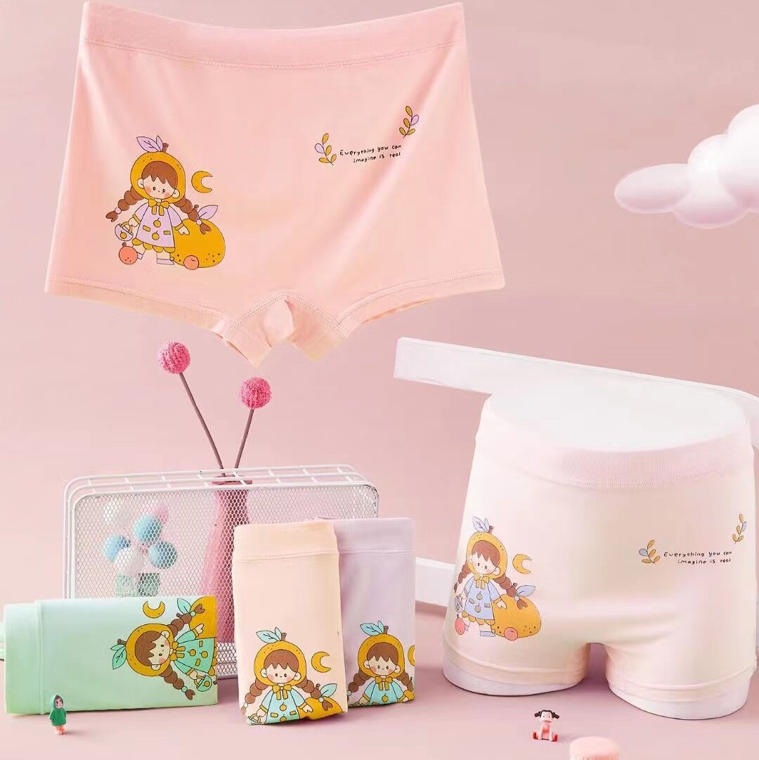 Children's Underwear for Girls, Modal Cartoon Summer Shorts for Girls, Baby Four-Corner Shorts That Don'T Pinch the Buttocks, Comfortable for Small and Medium-Sized Children