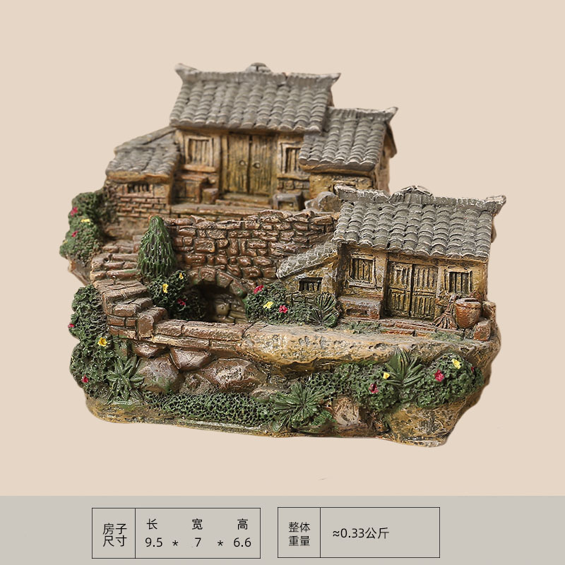 田园迷你小房子树脂摆件桌面茶几车载装饰花盆盆栽造景装饰小礼物|undefined