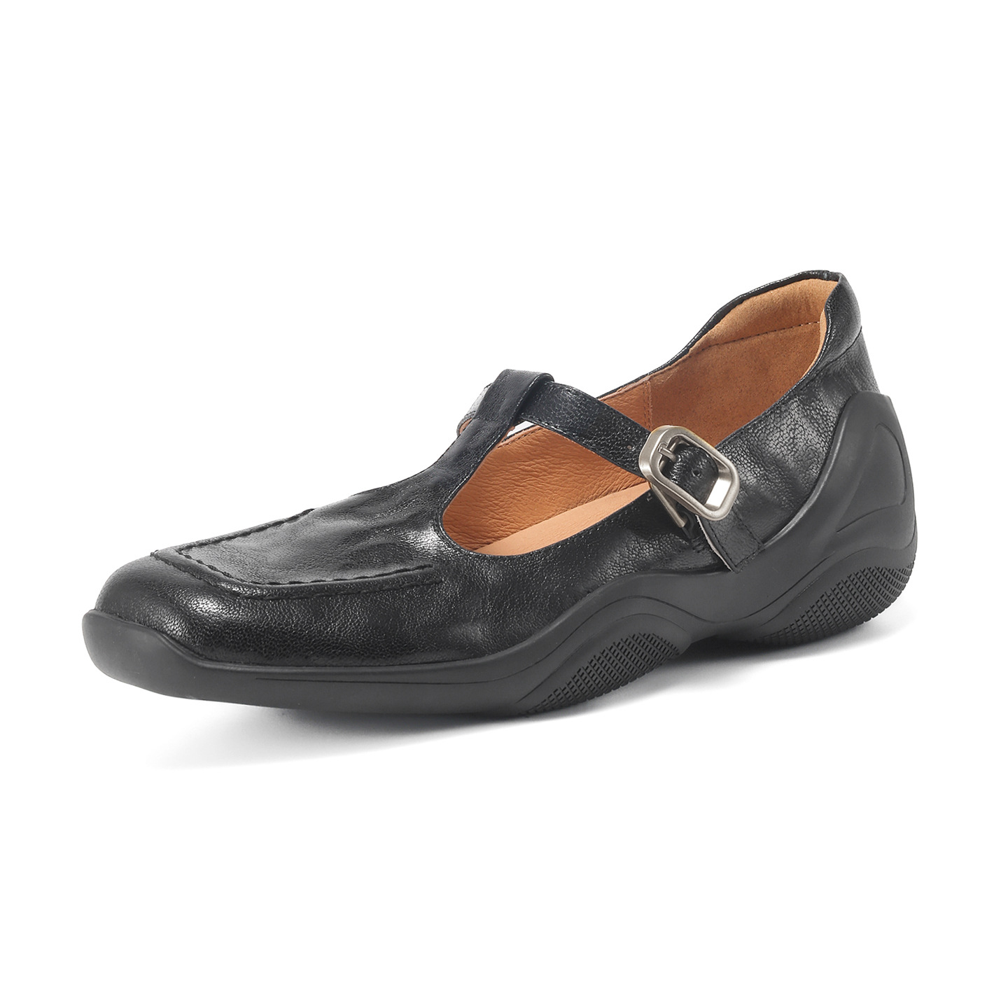 Giày sandal nữ quai ngang mũi nhọn đế dày da cừu buộc dây — màu nâu