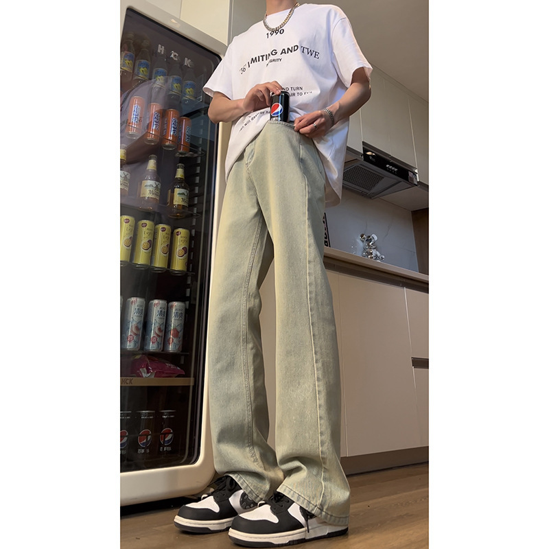 Spring and Summer 2024 New Men's American Style High Street Washed Trousers High Quality Main Push Spot Micro La Jeans Casual Spring and Summer 2024 New Men's American Style High Street Washed Trousers High Quality Main Push Spot Micro La Jeans Casual