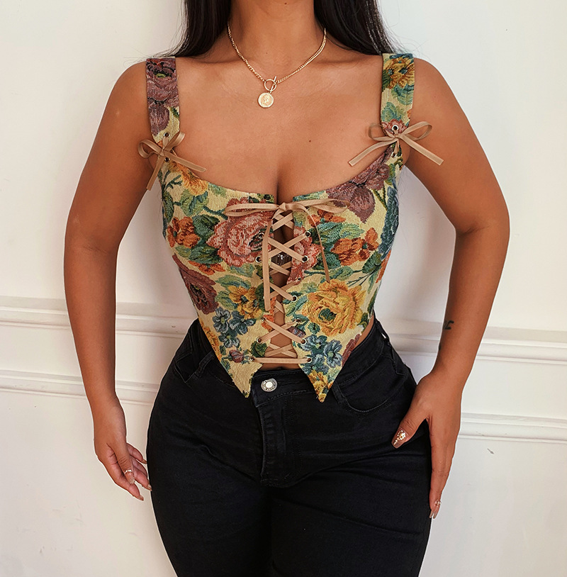 Retro Style Floral Embroidery Vest NSAFS107674