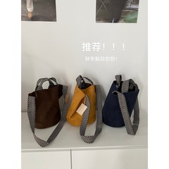 BUQLE 韩系百搭单肩包休闲慵懒风通勤气质水桶包大容量复古斜挎包