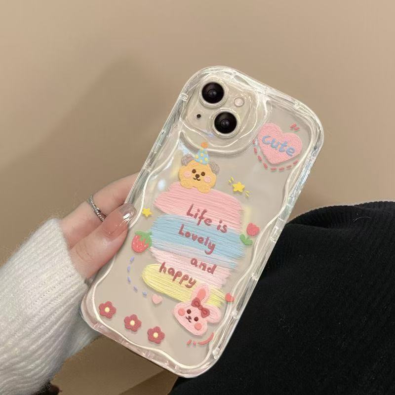 Pigment Bear Adecuado para Apple 16Promax Funda para teléfono móvil Anti-caída iPhone15 Japón y Corea del Sur ins14/13 Europa y América 12