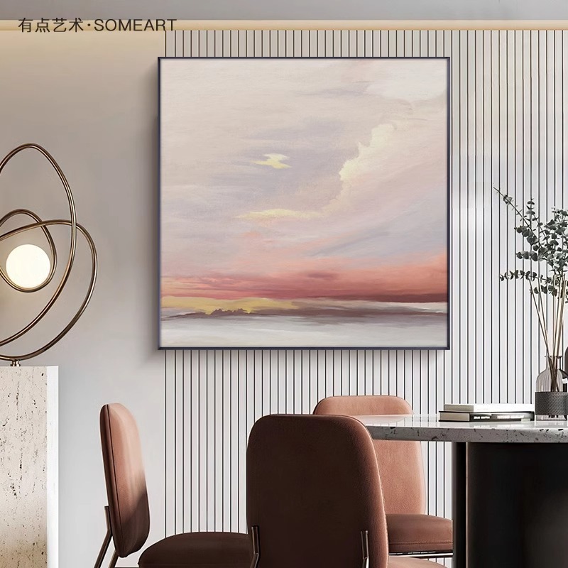 Cream Style Warm Healing Department Living Room Decorative Painting Nordic Restaurant Mural Landscape Entrance Corridor Square Hanging Painting