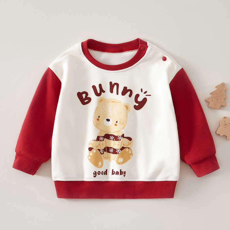 Children's Clothing Boy's Sweat Children's Spring and Autumn 2024 Autumn New Cyber Red Top Children's Autumn Clothes