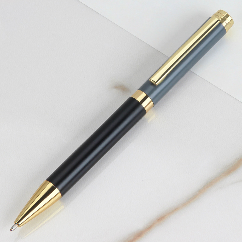 Bolígrafo giratorio aceitoso de metal 1,0, exportación de alta gama, publicidad, regalo de oficina, impresión y grabado de logotipo, bolígrafo personalizado de negocios
