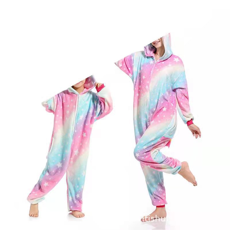 Transfronteriza de dibujos animados de una sola pieza pijamas de franela animal de invierno engrosada transfronteriza dinosaurio Tianma Tigre unicornio