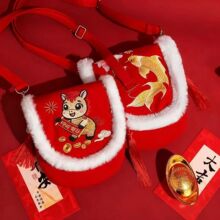 2026新年拜年刺绣马年包古风汉服零钱红色国风包包单肩红包批发