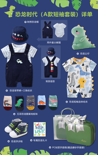 Baby Dinosaur Era Handbag Gift Box Spring Summer Autumn Newborn Gift Shoes Clothing Plush Set